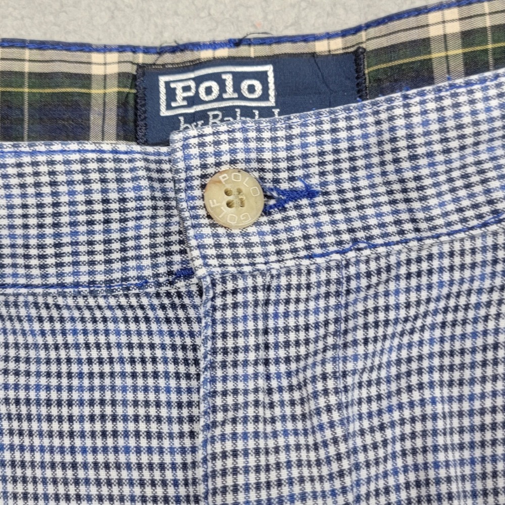Polo Ralph Lauren Shorts Mens 36 (Fits 34) Classic Golf Blue Houndstooth Crest - Picture 4 of 11